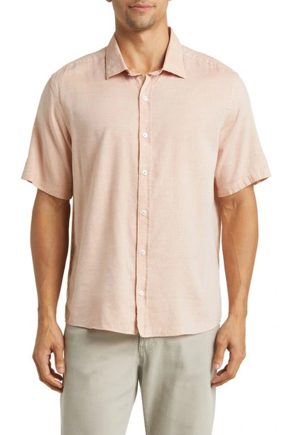 Robert Barakett Mount Eden Short Sleeve Button-up Shirt In Salmon