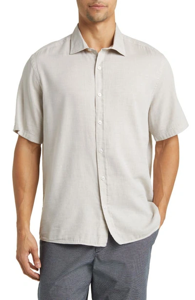 Robert Barakett Mount Eden Short Sleeve Button-up Shirt In Soft Beige