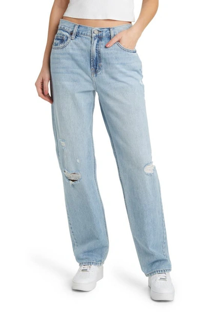 Hidden Jeans Ripped High Waist Straight Leg Jeans In Light Wash