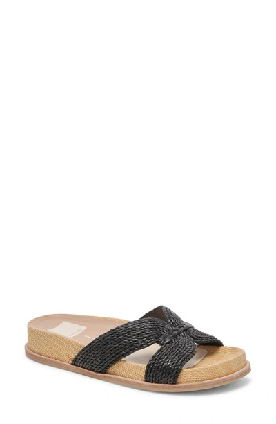 Dolce Vita Selda Raffia Slide Sandal In Onyx Raffia