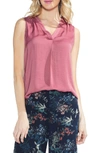 Vince Camuto V-neck Rumple Satin Blouse In Rouge Blush