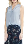 Vince Camuto V-neck Rumple Satin Blouse In Lake Breeze