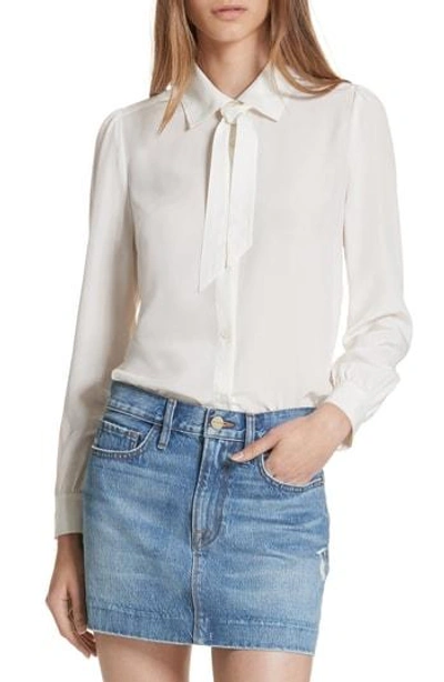 Frame Pussy-bow Washed-silk Blouse In White