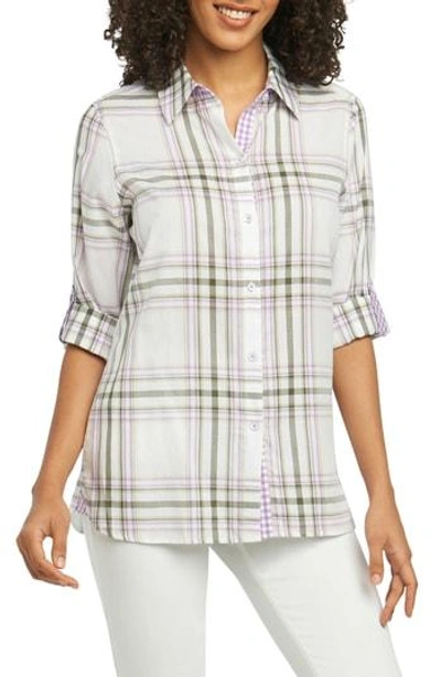 Foxcroft Tamara Herringbone Plaid Shirt In Multi