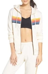 Aviator Nation 5-stripe Zip Hoodie In Vintage White