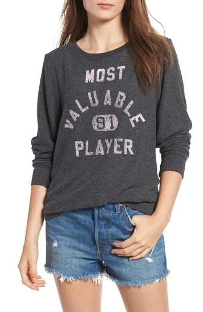 Wildfox Most Valuable Player Baggy Beach Jumper Sweatshirt In Clean Black