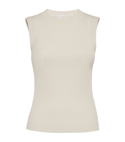 Brunello Cucinelli Monili-trim Tank Top In Nude