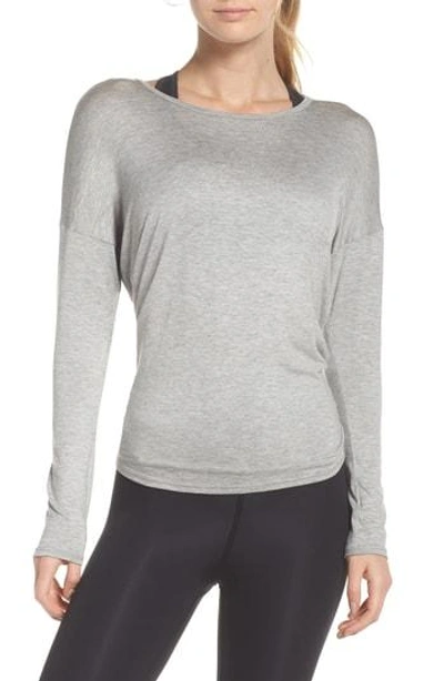 Beyond Yoga Tie Back Pullover In Light Heather Grey