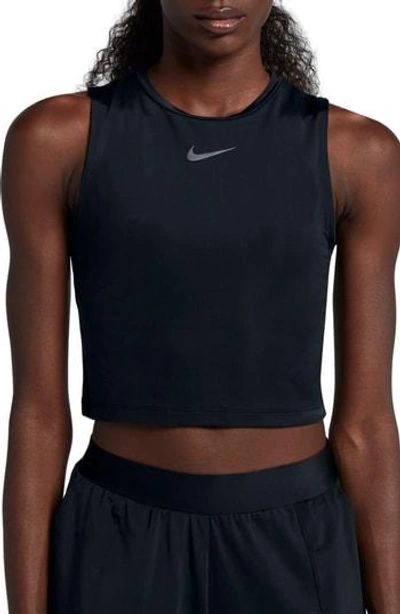 Nike Cropped Running Top In Black/ Reflect Black