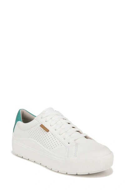 Dr. Scholl's Time Off Sneaker In White,green Faux Leather