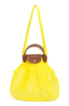 Longchamp Le Pliage Filet Knit Shoulder Bag In Lemon