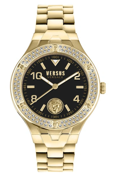 Versus Versace Vittoria Crystal Bracelet Watch, 38mm In Ip Yellow Gold