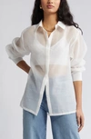 Open Edit Sheer Button-up Shirt In Purple Puff