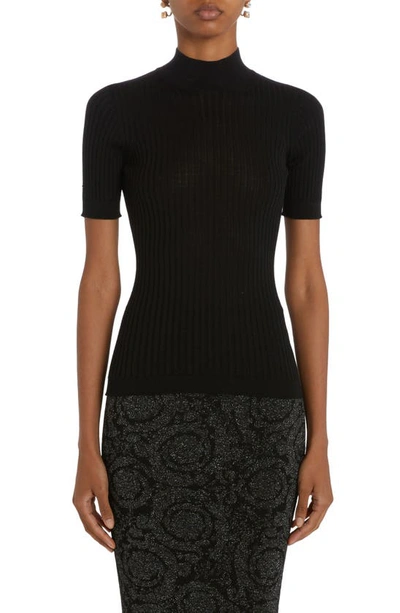 Versace Medusa Rib Turtleneck Sweater In Black