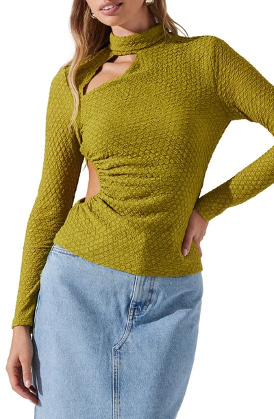 Astr Texture Cutout Knit Top In Pear