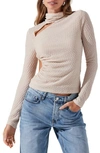 Astr Texture Cutout Knit Top In Cream