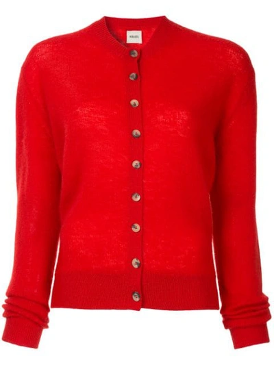 Khaite Rosanna Stretch Cashmere Cardigan In Crimson