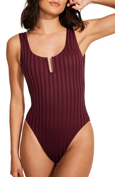 Vitamin A Ursula U-wire Rib One-piece Swimsuit In Sangria Superib