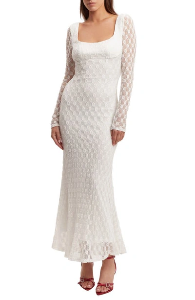 Bardot Adoni Long Sleeve Lace Overlay Midi Dress In White