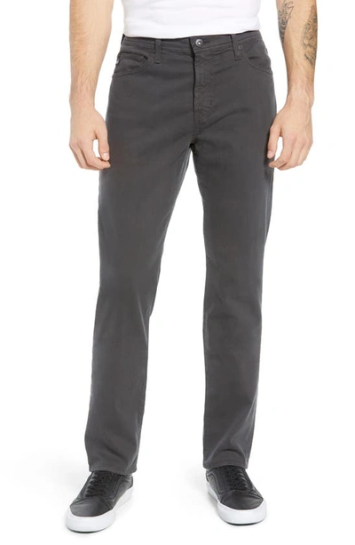 Ag Everett Sueded Stretch Sateen Straight Fit Pants In Dark Rock