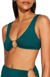 Vitamin A Skylar Ring Detail Rib Bikini Top In Emerald Ecorib