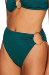 Vitamin A Lolita Ring High Waist Bikini Bottoms In Emerald Ecorib