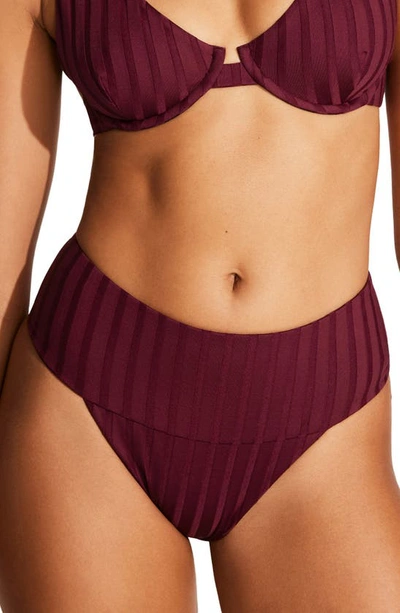 Vitamin A Emmi High Waist Rib Bikini Bottoms In Sangria Superib