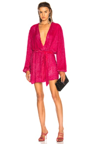 Retroféte For Fwrd Gabrielle Dressing Gown Dress In Hot Pink