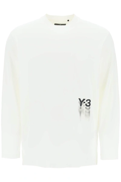 Y-3 Long Sleeved T Shirt With Logo Print In White