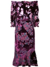 Saloni Grace Off-the-shoulder Silk Midi Dress In Plum Insignia