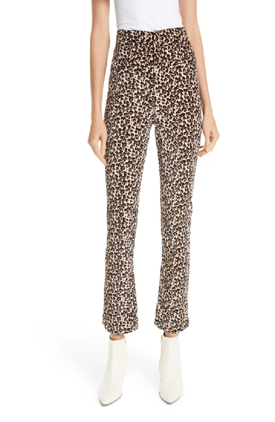 Rebecca Taylor Leopard-print Velvet High-waist Skinny Ankle Pants In Caramel Combo