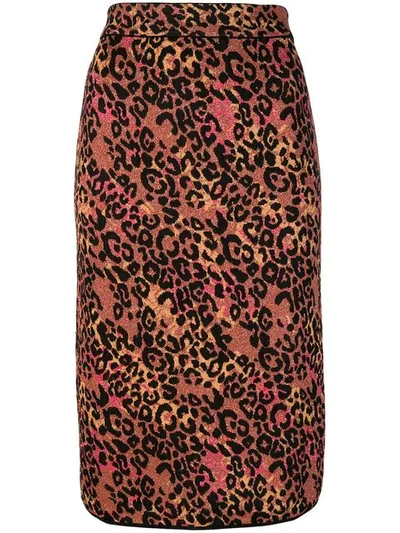 M Missoni Metallic Animal-print Pencil Skirt In Rosa