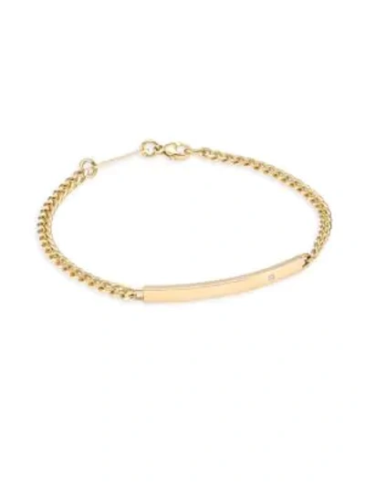 Zoë Chicco 14k Yellow Gold Id Bar Diamond Curb Chain Bracelet