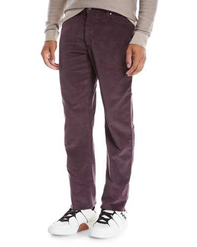 Ermenegildo Zegna Men's Wide-wale Corduroy Pants, Dark Red