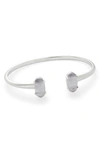 Kendra Scott Edie Two-stone Bangle Bracelet In Rhodium In Rhodium/ Slate Cats Eye