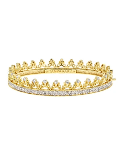 Tanya Farah Royal Couture 18k Gold Scroll Crown Bangle With Diamonds, 2.7tdcw