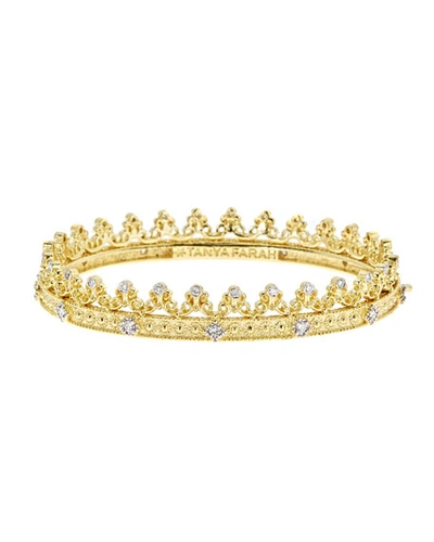 Tanya Farah Royal Couture 18k Gold Scroll Crown Bangle With Diamonds, 0.75tdcw