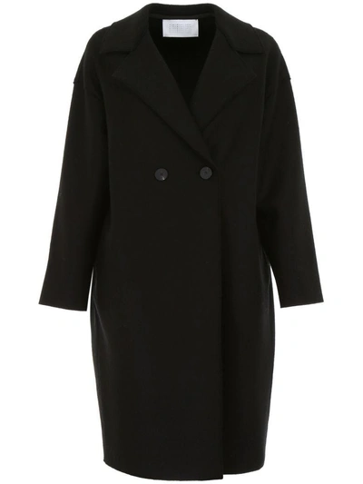 Harris Wharf London Double-breasted Coat In Black