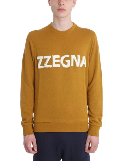 Z Zegna Camel Cotton Sweatshirt In Leather Color