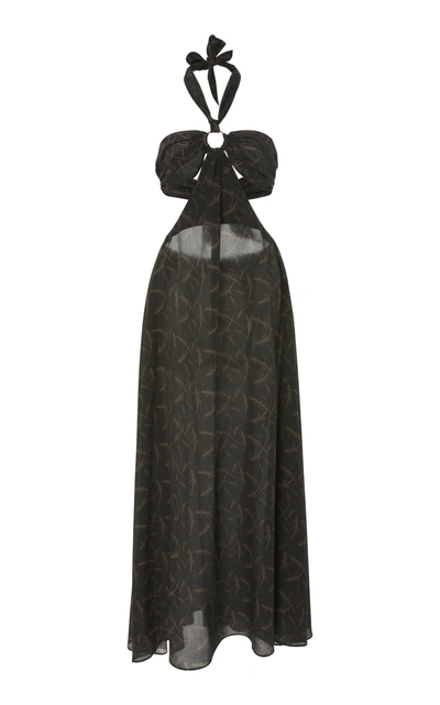 Zeynep Arcay Bustier Printed Silk Dress In Black