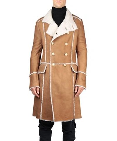 Double Breasted Shearling Coat In Neutro | ModeSens