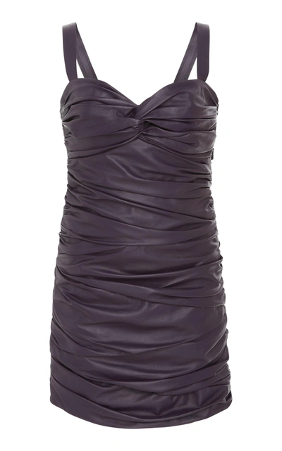 Zeynep Arcay Draped Leather Mini Dress In Purple