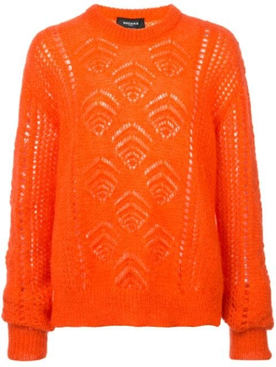 Rochas Scarf Neck Chunky-knit Sweater In Orange