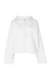 Acne Studios Cropped Cotton-jersey Hooded Sweatshirt In White