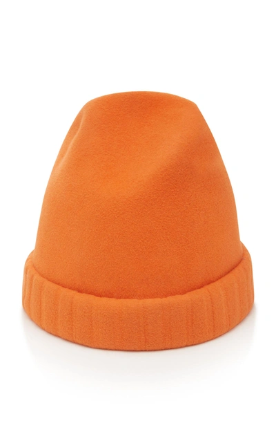 Yestadt Millinery Bunnie Wool-felt Beanie In Orange