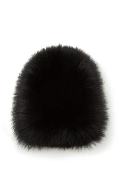 Yestadt Millinery Le Fluff Fox Fur Beanie In Black