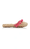 Rae Feather M'o Exclusive: Monogram Pom Pom Straw Slippers In Pink