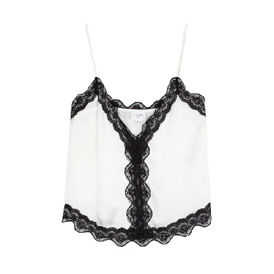 Cami Nyc Knox Lace-trimmed Silk Charmeuse Top In White And Black