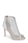 Charles David Women's Court Mesh & Leather Open Toe High-heel Booties In Silver