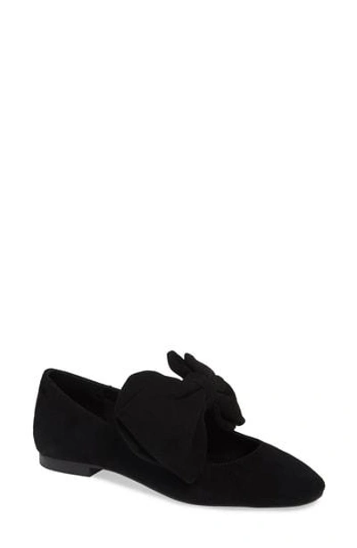 Jeffrey Campbell Catherine Bow Mary Jane Flat In Black Suede